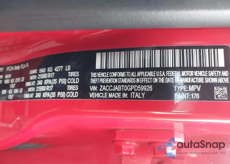 2016 Jeep Renegade Latitude from USA, damaged, VIN ZACCJABT0GPD59926